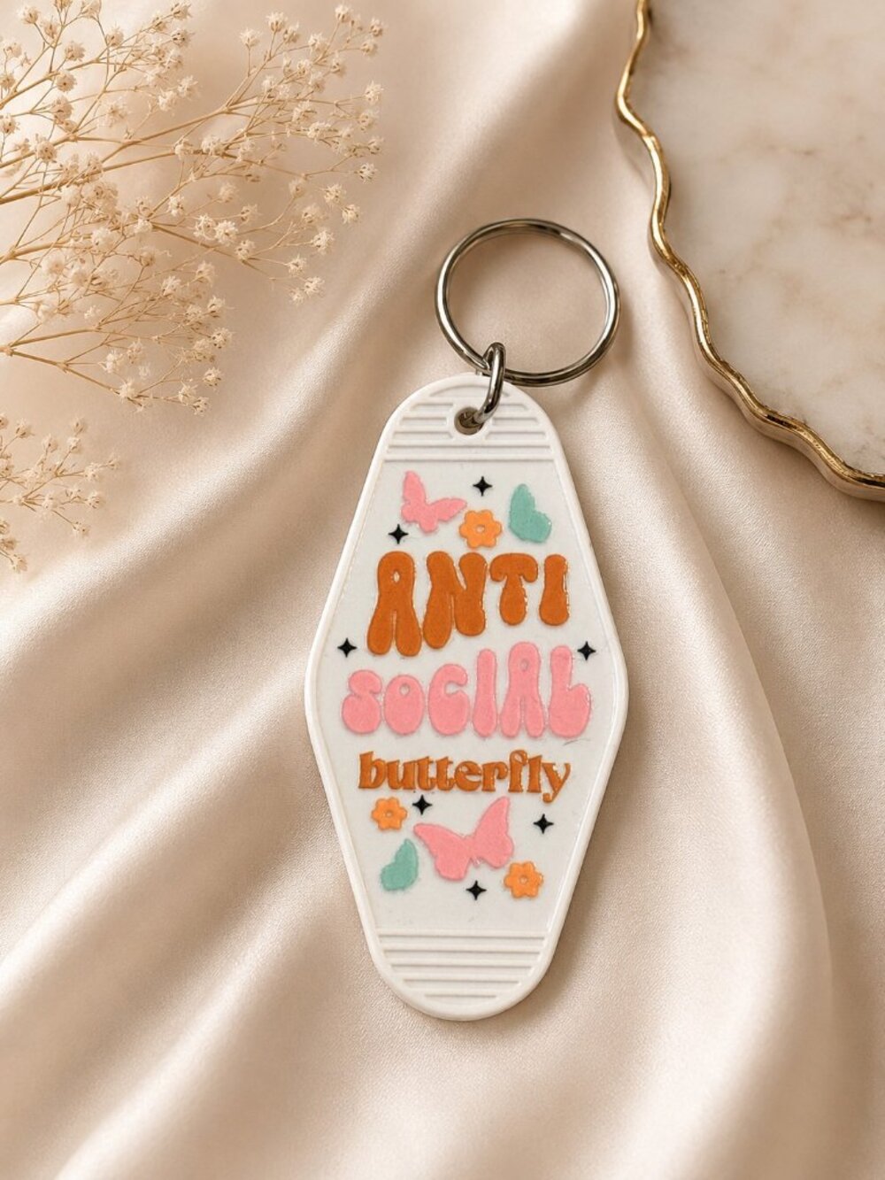 NWT Anti Social Butterfly Motel Keychain | Retro Vibes with a Playful Twist